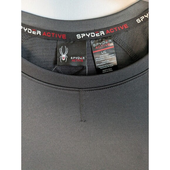 Spyder Active Web Black Mens Long Sleeve Shirt Large Workout Athletic Reflective - Picture 6 of 12